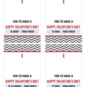 Mustache Valentine Kids Valentines Printable Valentines Personalized Classroom Valentines image 3