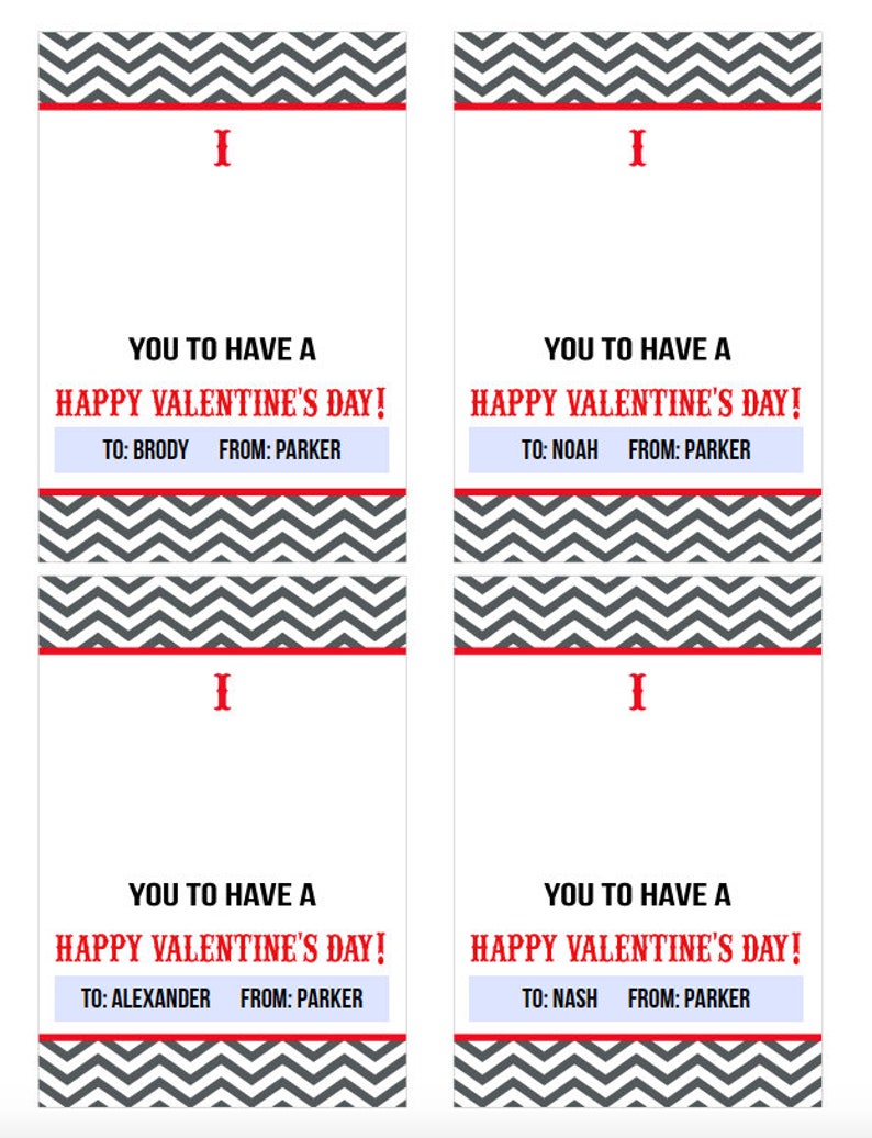Mustache Valentine Kids Valentines Printable Valentines Personalized Classroom Valentines image 3