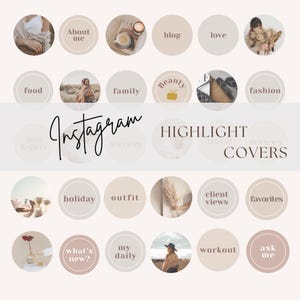 Ig Highlight covers | Boho Story Covers | Aesthetic Minimal Instagram Highlight Covers | DIY Story Icons | 30 Editable Canva Icons Pack