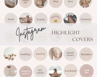 Ig Highlight covers | Boho Story Covers | Aesthetic Minimal Instagram Highlight Covers | DIY Story Icons | 30 Editable Canva Icons Pack