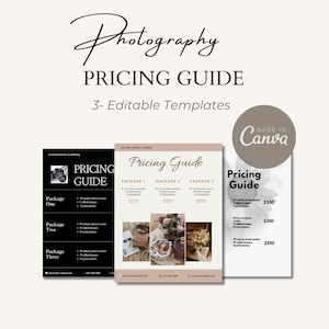 Photography Pricing Guide Template | Editable Photographer Price List | Digital Canva Price Guide for Photo Packages | Instant Download
