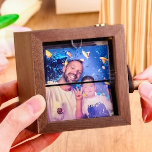 Wooden Photo Book with Light | Custom Photo Flipbook Animation Box | Anniversary Birthday Wedding Gift for Mom Couple | wedding Home Decor