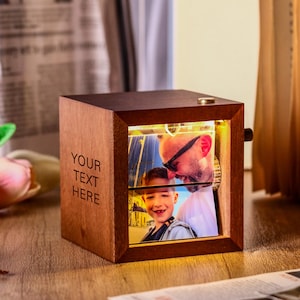 Custom Photo Flipbook Animation Box | Wooden Photo Book with Light | Anniversary Birthday Wedding Gift for Mom Couple | wedding Home Decor