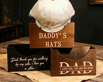 Personalized Hat Holder,Engraved Cap Stand,Father's Day Gift for Him,Baseball Cap Organizer for Dad,Hat Storage Box Best Dad Ever Gifts