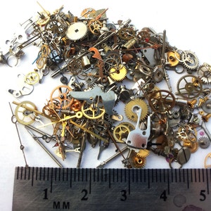 Steampunk Watch Pieces and Parts 300 plus pieces of TEENY TINY VINTAGE gears, cogs, wheels, hands, crowns, stems, etc. image 2