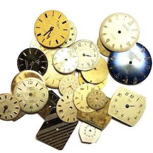 Watch dial sample lot - A variety of watch dials and faces Steampunk supplies for jewelry making recycled altered art sculpture watch repair