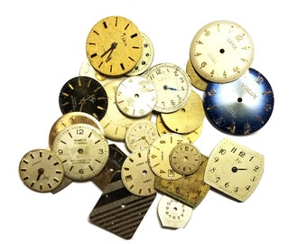 Watch dial sample lot - A variety of watch dials and faces Steampunk supplies for jewelry making recycled altered art sculpture watch repair