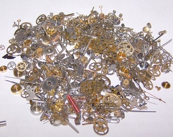 Steampunk Watch Pieces and Parts - 500 plus pieces of VINTAGE gears, wheels, hands, crowns, stems, etc.