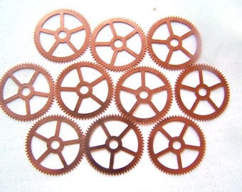 Steampunk Watch pieces and parts Clock gears - 10 Large copper Gears Cogs Wheels 25mm