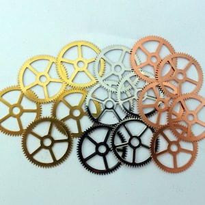 Steampunk Watch pieces and parts Clock gears - 15 Large copper, silver, brass Gears Cogs Wheels 25mm