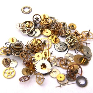 Steampunk-Uhr-Stücke und Teile - Zahnräder 100 kleine Vintage gemischte Uhr Zahnräder Räder