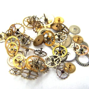 Steampunk Watch Pieces and Parts - 50 small vintage mixed watch gears Cogs Wheels