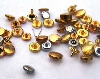 Steampunk Watch Parts and pieces - 50 Vintage Mixed Metal Watch Crowns