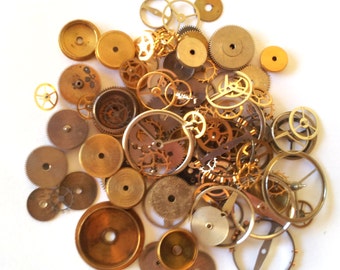 Steampunk Watch Pieces and Parts - 100 GEARS, cogs & WHEELS ONLY