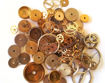 Steampunk-klockdelar och delar - ENDAST 100 växlar, kugghjul och hjul