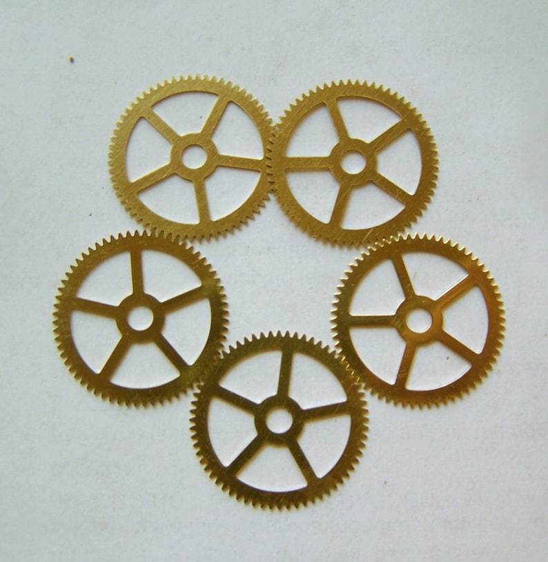 Steampunk Watch Pieces and Parts Clock Gears 5 Large Brass Etsy
