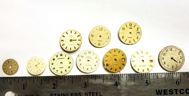 Watch dial sample lot A variety of watch dials and faces Steampunk supplies for jewelry making recycled altered art sculpture watch repair image 3
