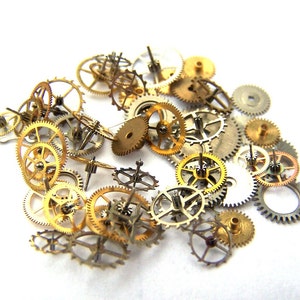 Steampunk Watch Pieces and Parts - 50 small vintage mixed watch gears Cogs Wheels