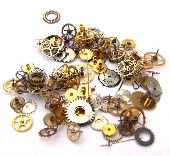 Steampunk Watch Parts - 100 Small Vintage Mixed Watch Gears  display picture 3
