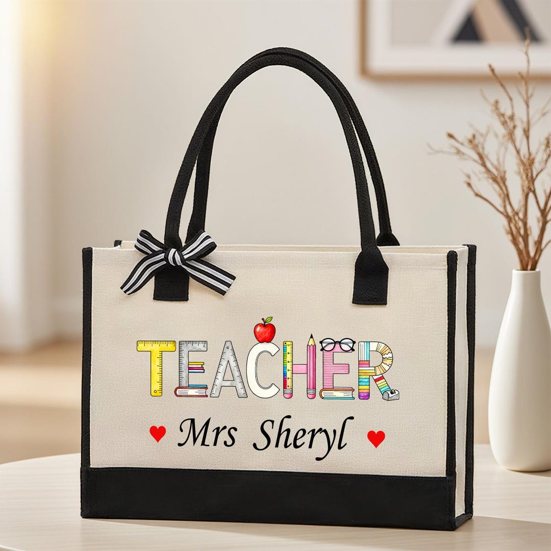 Personalized Teacher Canvas Tote Bag – Durable, Thank You Gift - Etsy