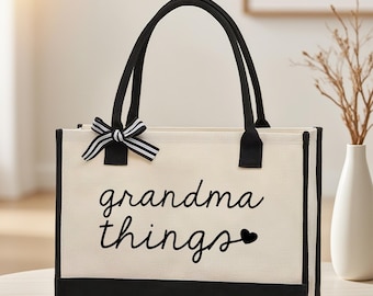 Borsa tote in tela personalizzata "Nonna Things", regalo personalizzato per la nonna