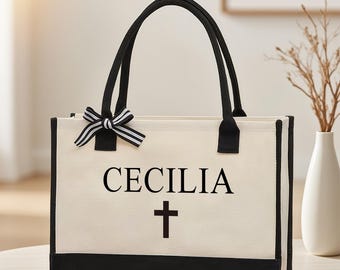 Personalized Christian Canvas Tote Bag, Religious Gift