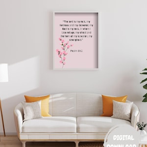 Inspirational Bible Verse Wall Art | Psalm 18:2 | “The Lord is My Strength” | Faith Printable for Christian Home