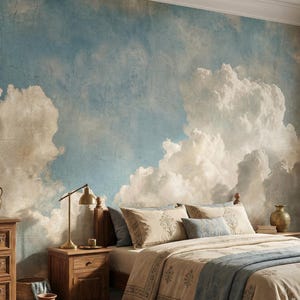 Vintage Cloud Wallpaper – Baroque Sky Ceiling Mural Peel and Stick