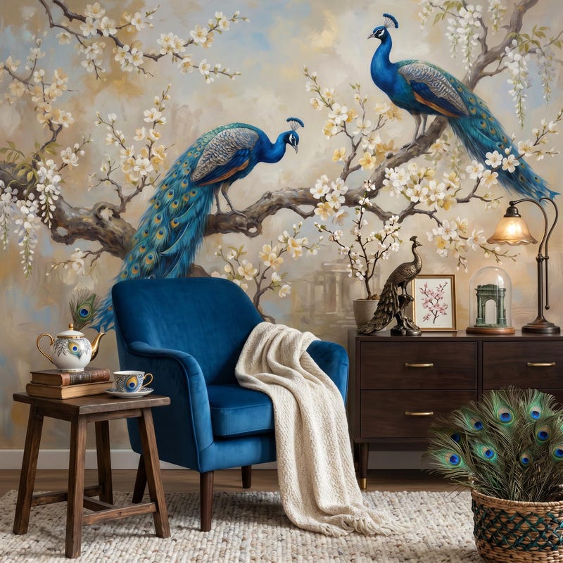  Blue Peacock Wallpaper - Etsy Bildidee 
