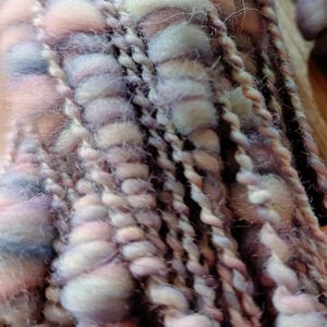 Cotton Candy Skies Handspun Art Yarn | 100% Merino Wool | 52 yd Bulky Textured Yarn for Weaving Knitting Crochet