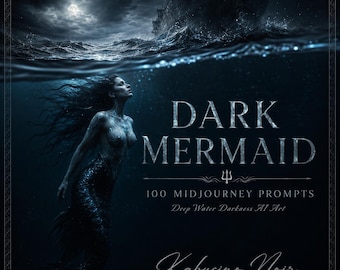 Dark Mermaid Midjourney Prompts | 100 Sirene Rusalka Tiefsee AI Art | Unterwasser Gothic Ozean | Kommerzielle Nutzung