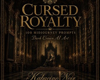 Cursed Royalty Midjourney Prompts | 100 Dark Crown AI Kunst | Tudor Habsburg Portrait | Gothic Thron | Kommerzielle Nutzung