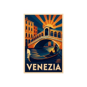 Venezia Fine Art Poster | Vintage Wall Decor, Travel Art, Italian Decor,  Gondola,  Venice, Venice Italy, Rialto Bridge