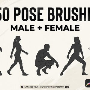 150 Male Female Pose Brushes for Procreate | Figure Drawing Body Reference Stamps (Digital Download)