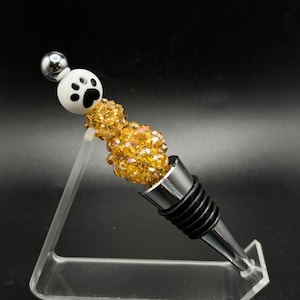 Handgemachter Wein Stopper, Hundeliebhaber Accessoires, Bar Ware, Pfotenabdruck Design, OOAK, bedazzled