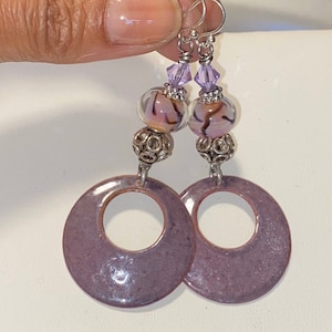Handmade lampwork enameled charm earrings