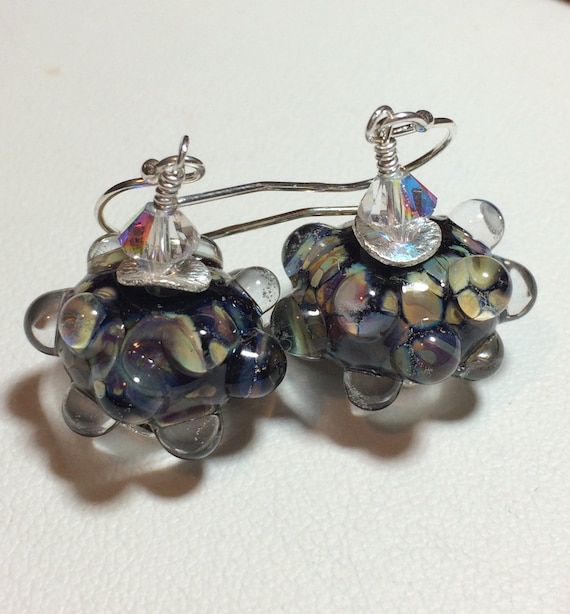 Handmade Lampwork Jewelry Glass Beaded Earrings Black Waters | Etsy