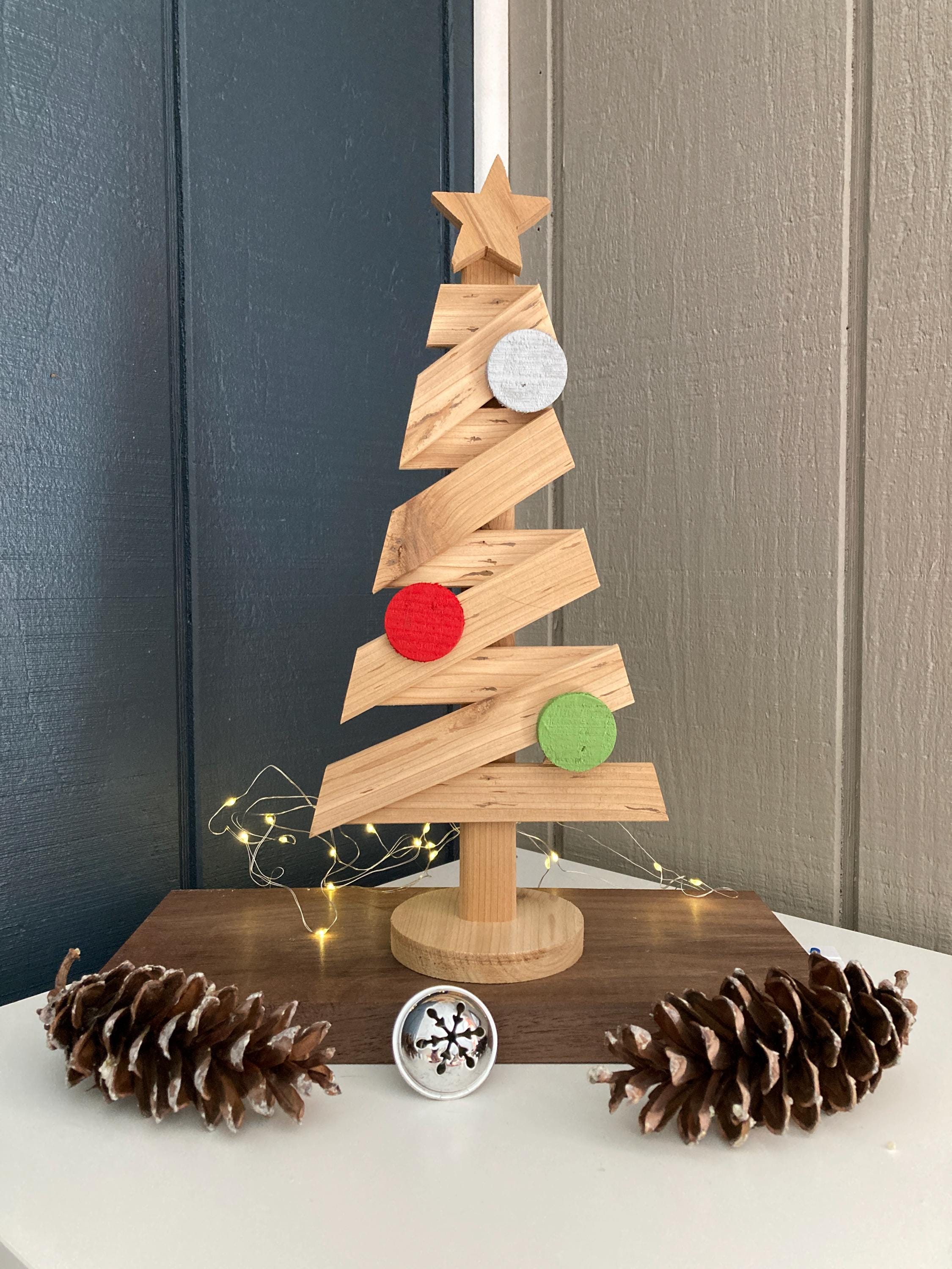 34 Space-Saving Christmas Decor Ideas for Apartments 22 Mini Wooden Spiral Christmas Tree Handmade Rustic Holiday Tabletop…