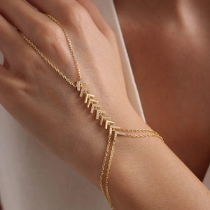 Sterling Silver Hand Chain Bracelet: Shahmaran Style Ring Bracelet