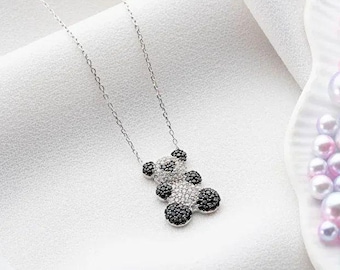 Collana in argento sterling con panda rosso: ciondolo a forma