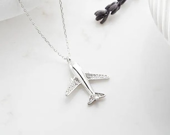 Sterlingzilveren vliegtuigketting: gerhodineerde reissieraden, damesketting