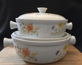Andrea by Sadek Country Flowers 1qt and 2qt Casserole Dishes w/Lids