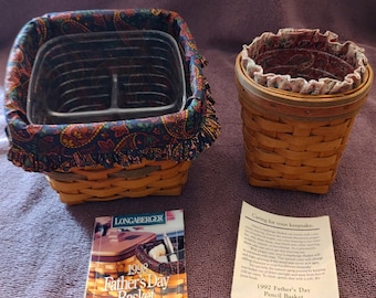 Vintage Longaberger Father's Day Basket Set | 1998 Finders Keepers and 1992 Pencil Baskets