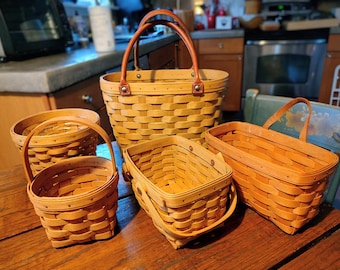 Vintage Longaberger Classic Baskets | Handwoven Maple Baskets from 1988-2003: Bouquet, Bread, Berry, Peg, & Market Styles