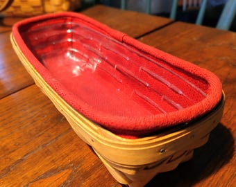 2003 Longaberger Cracker Basket with Paprika Liner and Plastic Protector