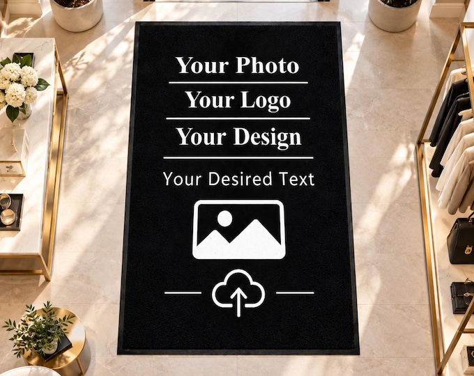 Personalized Custom Logo Rug, Business Entrance Mat, Photo Carpet, Floor Decor, Office Welcome Gift