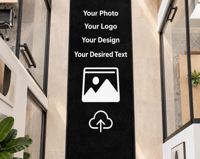 Custom Logo Runner Rug, Personalized Photo Carpet, Business Entrance Mat, Office Hallway Brand Decor
