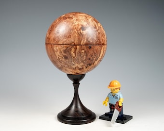Beech burr wooden sphere box, wood turning, gifts for dad, fromthetree