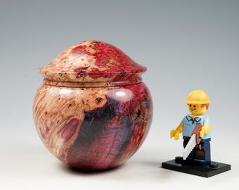 Dyed Maple burr wooden box, wood turning, gifts for mum, from the tree