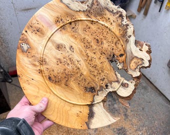 Burr yew Decorative Platter, natural Edge, yew wood